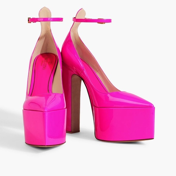 Valentino Pink Platform Pumps with Ankle Strap - Picture 1 of 16